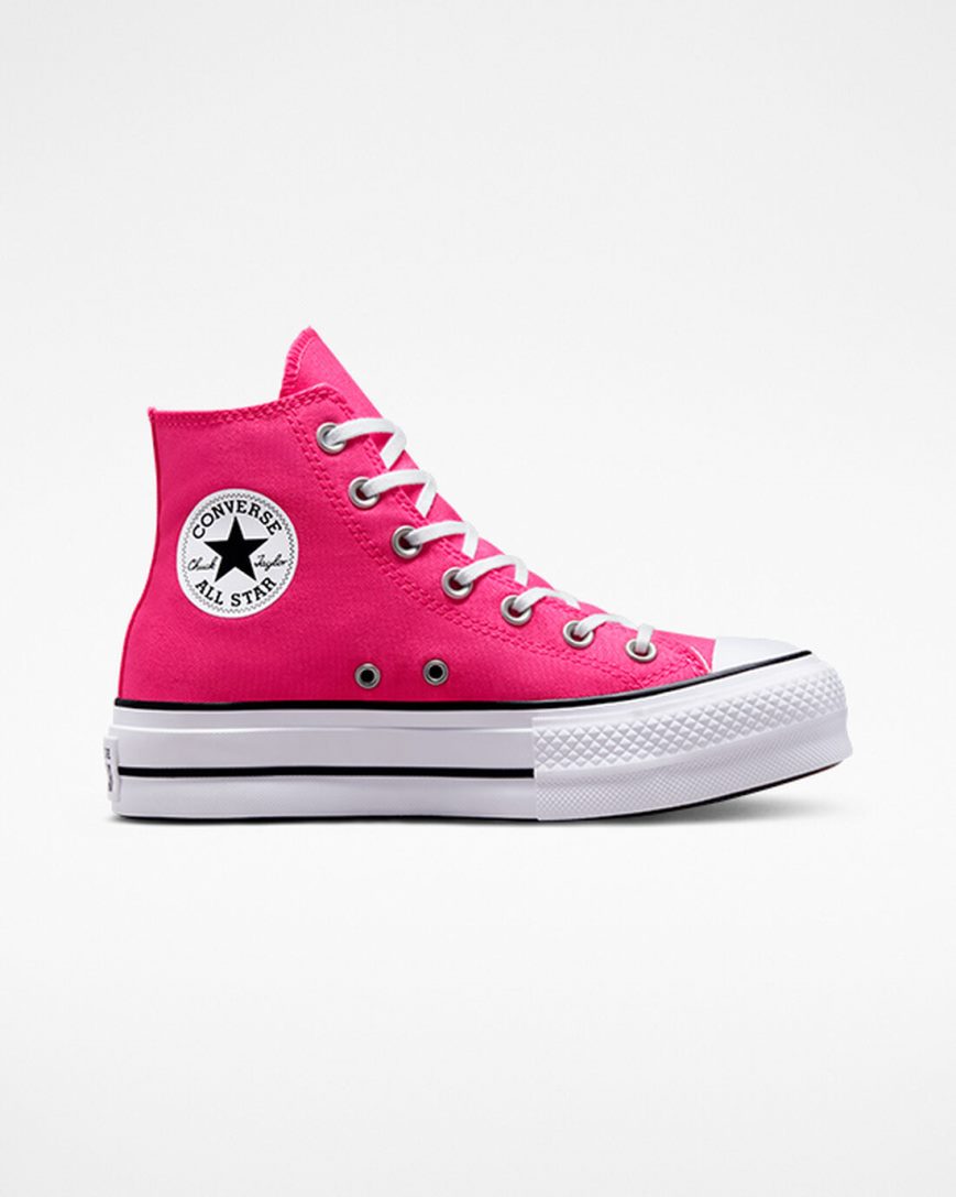 Zapatos Plataforma Converse Chuck Taylor All Star Lift Canvas Altas Mujer Rosas Negras Blancas | PE 2P04EL